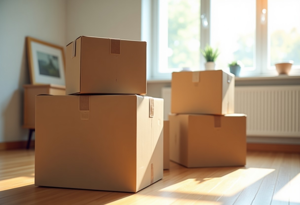 Packed boxes ready for the move